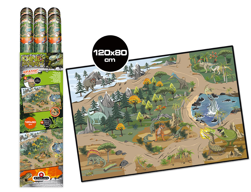 Display de 12 Tapis de jeu Dinosaures 120 x 80cm - DINOPARK - 801149