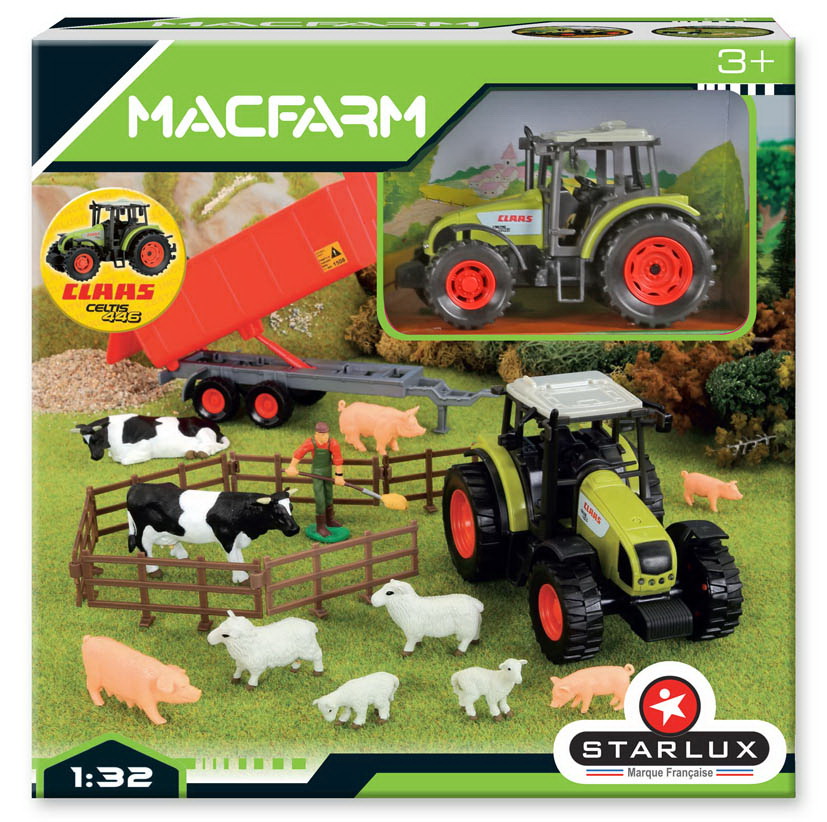 Set de Ferme avec Figurines, Tracteur et Remorques 1/32e - MACFARM - 802254