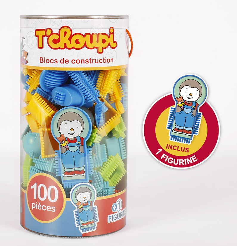 Tube de 100 Bloko avec une figurine Pod T'Choupi - BLOKO - 503726