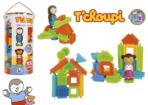 Tube de 100 Bloko avec 2 figurines 3D T'Choupi - BLOKO - 503740