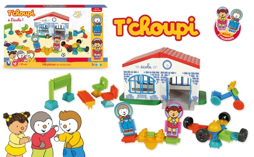 Coffret de 100 Bloko avec l'Ecole de T'Choupi et 2 figurines Pods - BLOKO - 503724