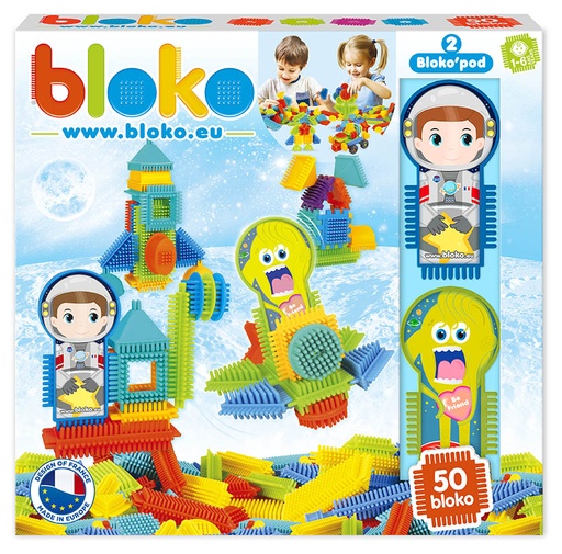 Coffret de 50 Bloko avec 2 figurines Pods Espace - BLOKO - 503713