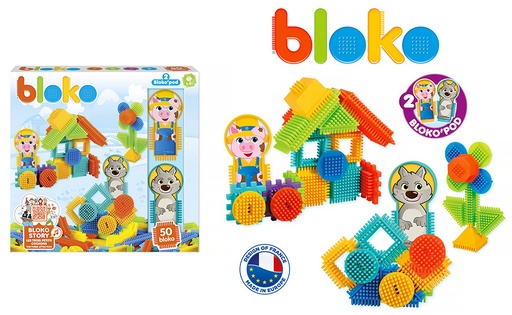 Coffret de 50 Bloko avec 2 figurines Pods Les 3 Petits Cochons - BLOKO - 503709