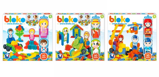 Coffret de 50 Bloko avec 2 figurines Pods en assortiment Famille/Ferme/Urgence - BLOKO - 503557