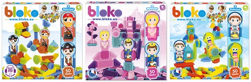 Coffret de 50 Bloko avec 2 figurines Pods en assortiment Espace/Pirates/Princesse - BLOKO - 503735