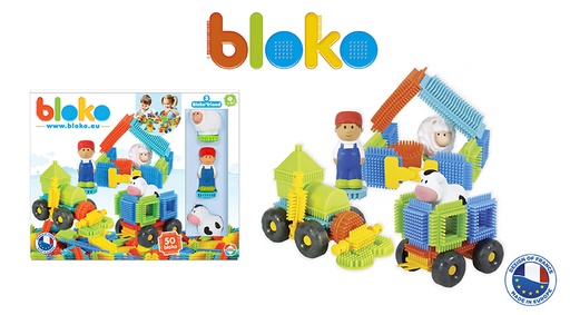Coffret de 50 Bloko avec 3 figurines 3D Ferme - BLOKO - 503592