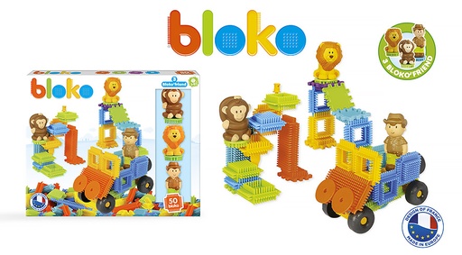 Coffret de 50 Bloko avec 3 figurines 3D Jungle - BLOKO - 503622