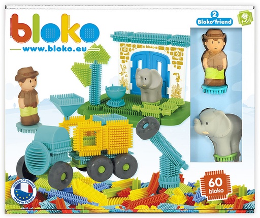 Coffret de 50 Bloko avec 3 figurines 3D Jungle - BLOKO - 503717