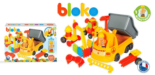 Coffret de 100 Bloko avec Camion de Chantier - BLOKO - 503693