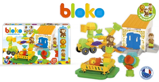 Coffret de 100 Bloko avec 3 figurines 3D Jungle - BLOKO - 503626