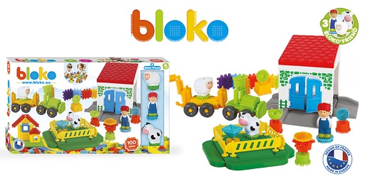 Coffret de 100 Bloko avec 3 figurines 3D Ferme - BLOKO - 503634